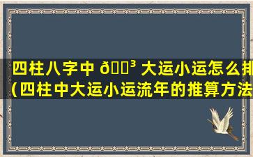 四柱八字中 🐳 大运小运怎么排（四柱中大运小运流年的推算方法）